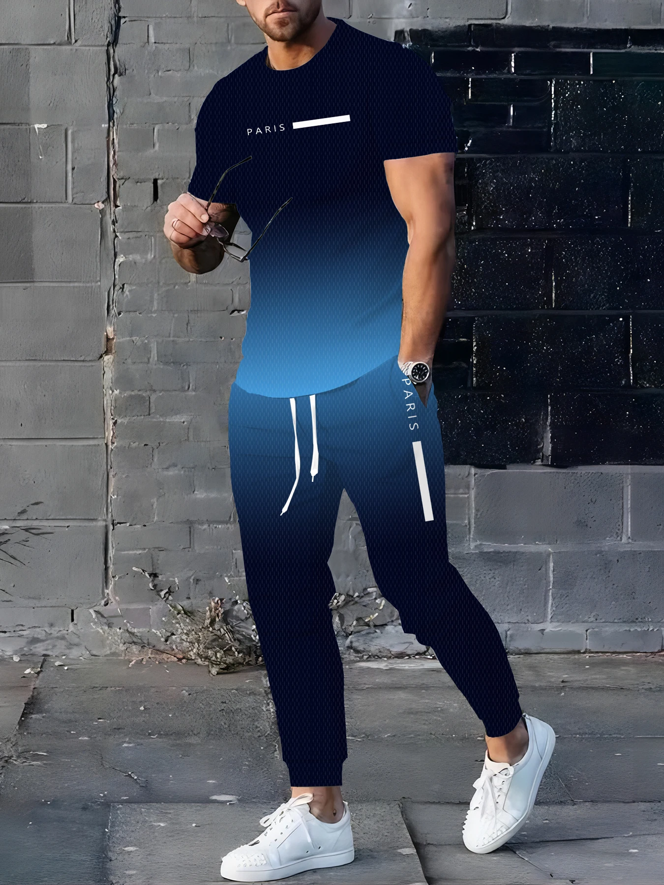 

Summer Men's Fashion Sportswear Set Short-Sleeve T-Shirt & Casual Trousers Two-Piece Set Relaxed Fit Casual Breathable Set