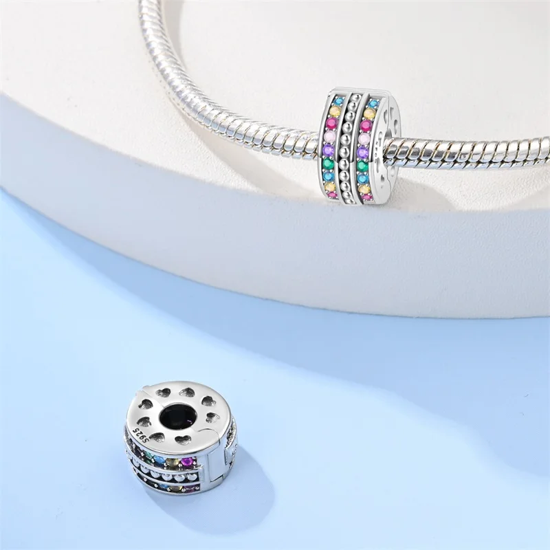 

925 Sterling Silver Colored Zircon Charms Beads For Women Fit Original Bracelet DIY Birthday Party Jewelry Gift