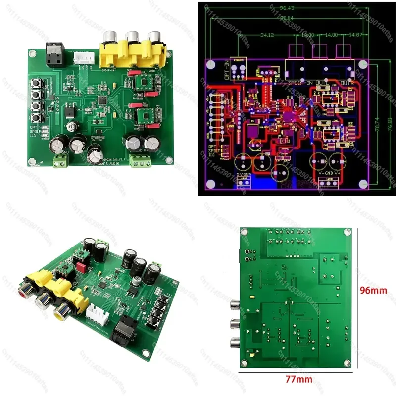 ESS9039Q2M DAC Decoder Board DSD1024 PCM768KHz SPDIF I2S Optical Digital Input Volume Control Soft Mute HIFI Audio Module