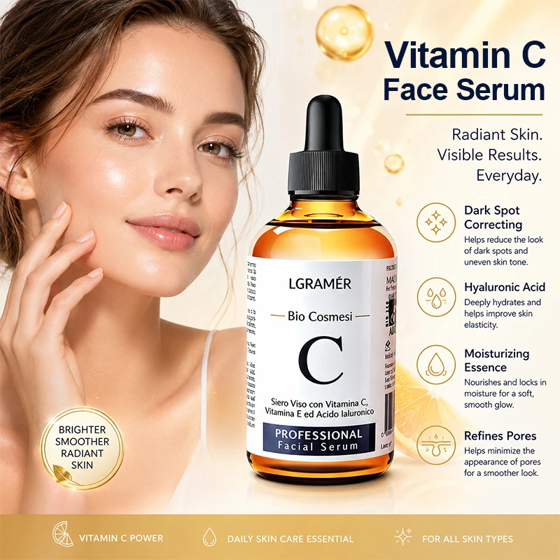 Essência Facial de Vitamina C 30ml / 60ml - Antienvelhecimento, reduz manchas escuras, ilumina o tom da pele, levanta e firma, elimina linhas finas.