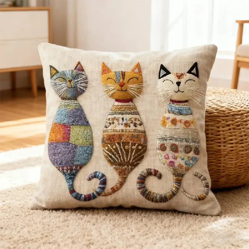 Pillow Cover Cute Cat-Patterned 2D Flat-Printed Pillowcase for Comfort And Style Sofa Cushion Cover Home Decoration