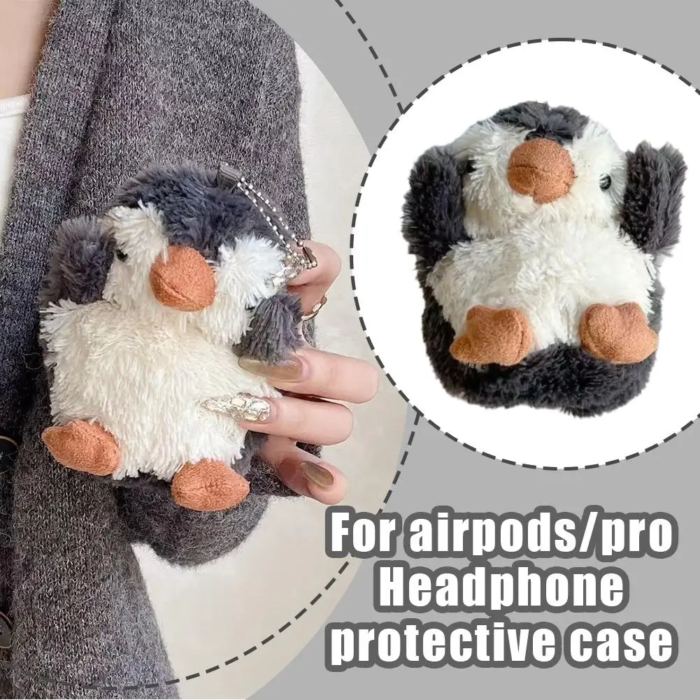Air Pods Pro 1/2 Wireless Bluetooth Earphone Protective Case Plush Penguin Cartoon Earphone Cover Dustproof  For Air Pods3/4