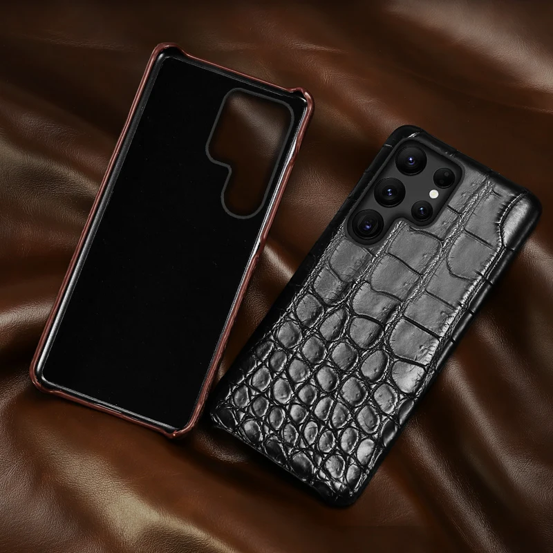 

Natural Crocodile Leather Matt Phone Cover Case For Samsung Galaxy S 24 S24 S23 Ultra S24Ultra Plus