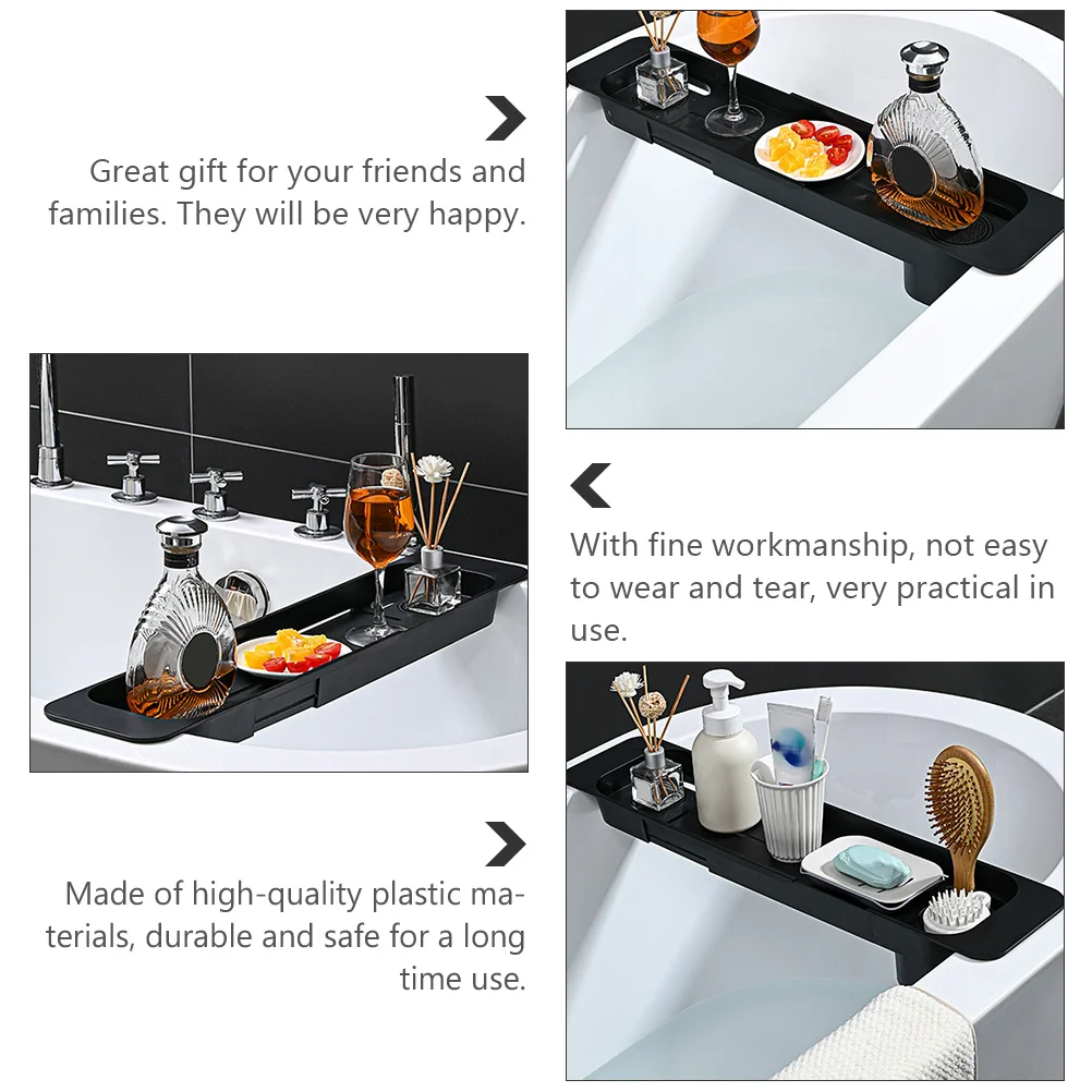 

1Pcs Plastic Bathtub Rack Telescopic Storage Tray Extendable Anti-Slip Bathtub Organizer for Mobile Phone Tablet Book Bathroom