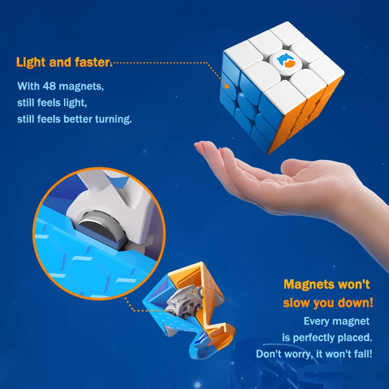 GAN Monster GO 3x3 M EDU Magnetic Magic Speed Cube Stickerless Professional Fidget Toys GAN MSG EDU 3X3 Cubo Magico Puzzle