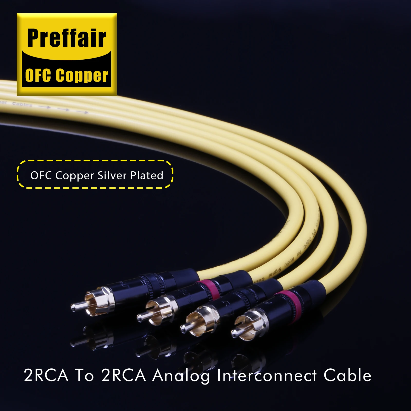 Paar Preffair RCA-Verbindungskabel mit vergoldeten Preffair RCA-Steckern, HiFi-Audio RCA-zu-RCA-Verlängerungskabel – Detail 2