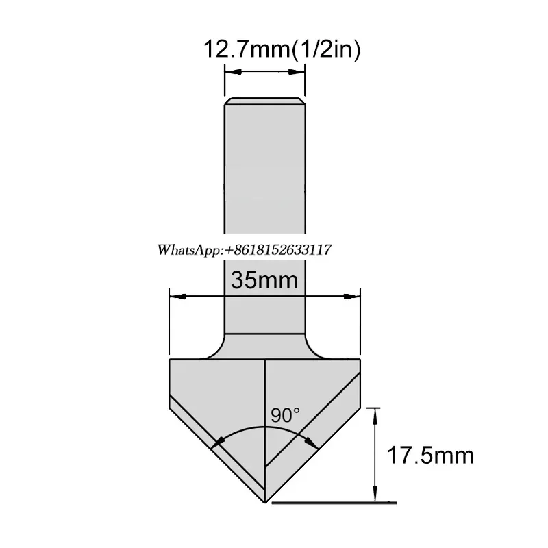 1/2 عرقوب 90 درجة T فتحة أدوات خزانة CNC PCD قاطع خشب للأثاث خشب متين الخشب الرقائقي مم