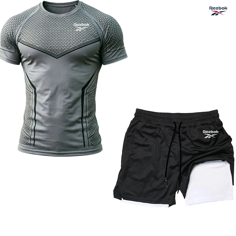 Reebok 2-in-1 Shorts with Compression T-Shirt - Men's Sports Set - Quick-Dry Running Sportswear - Fitness Training Collection - view 3