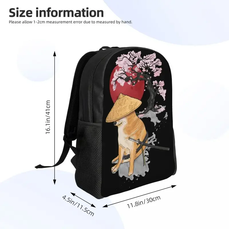 Mochila para portátil samurái Japanense cheems meme para hombres y mujeres, bolsa de libros básica para estudiantes universitarios