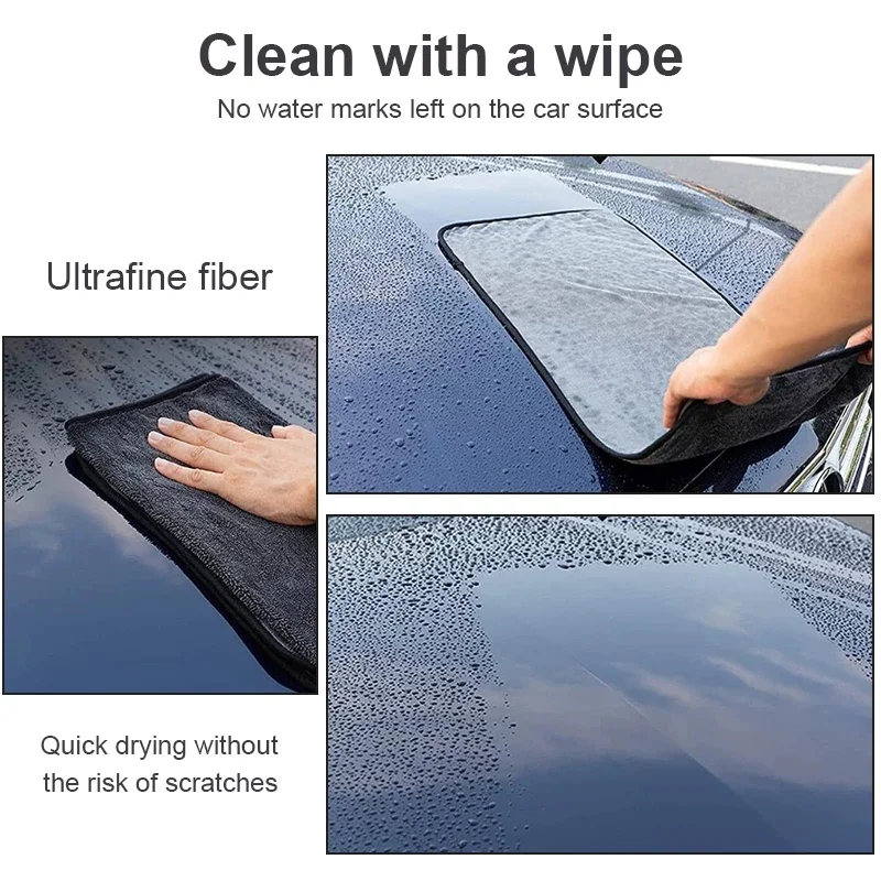 Ultra Fine Fiber Towel Car Wash Cloth Double-sided Towel Super Absorbent Efficient Cleaning Soft Scratch Free Car Detail Towel
