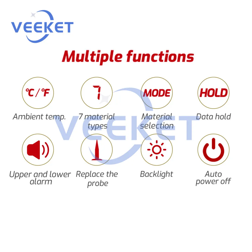 TA661A Digital Quick Moisture Content Tester For Wood Materials Paper Flooring Determination Moisture Content Tester 0~548%RH