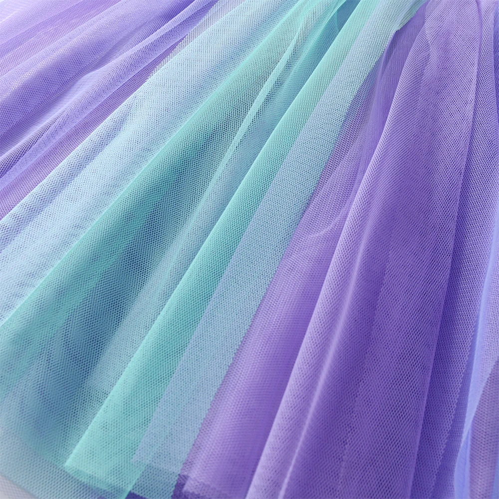 2024 neue Prinzessin Kleid Meerjungfrau Frühling Herbst Mädchen Kleid Rüschen Lange ärmeln kinder Party Kleidung Gradienten Mesh Kinder kleid – Detail 9