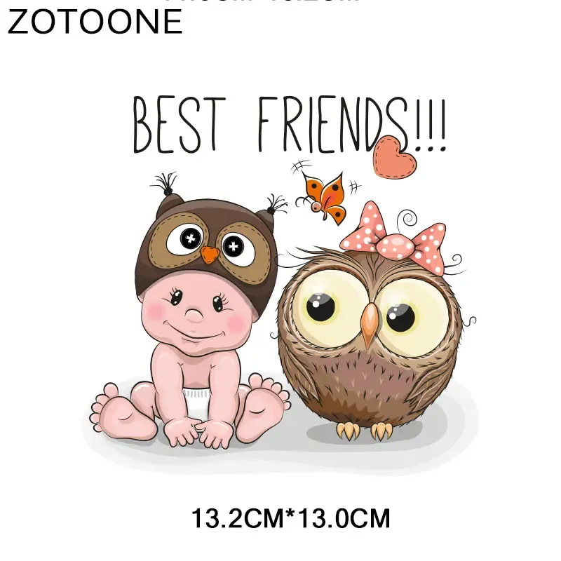 ZOTOONE Cute Baby Bear Owl Iron on Pathes for Clothing DIY Heat Transfers Print on T-shirt Dresses Washable Stickers for Kids  G