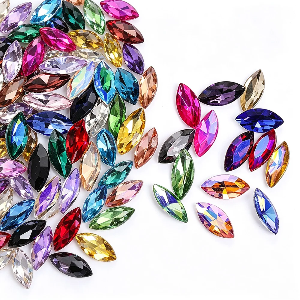 20pcs-60pcs Pointback Rhinestones Beads Multicolor Shiny Glass Crystals Stones Glue On Rhinestones for Costume Design Crafts