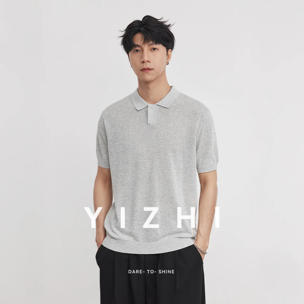 Men's Fashion Lyocell Short Sleeve Polo Shirt 2026 Summer New Lapel Solid Color Half Sleeve T-Shirt Trendy