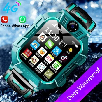 4G kids Smart Watch SOS Waterproof Sim Card Smartwatch para crianças Menino Criança Relógio Menina LBS Localização Rastreador Relógio Telefone Chamada
