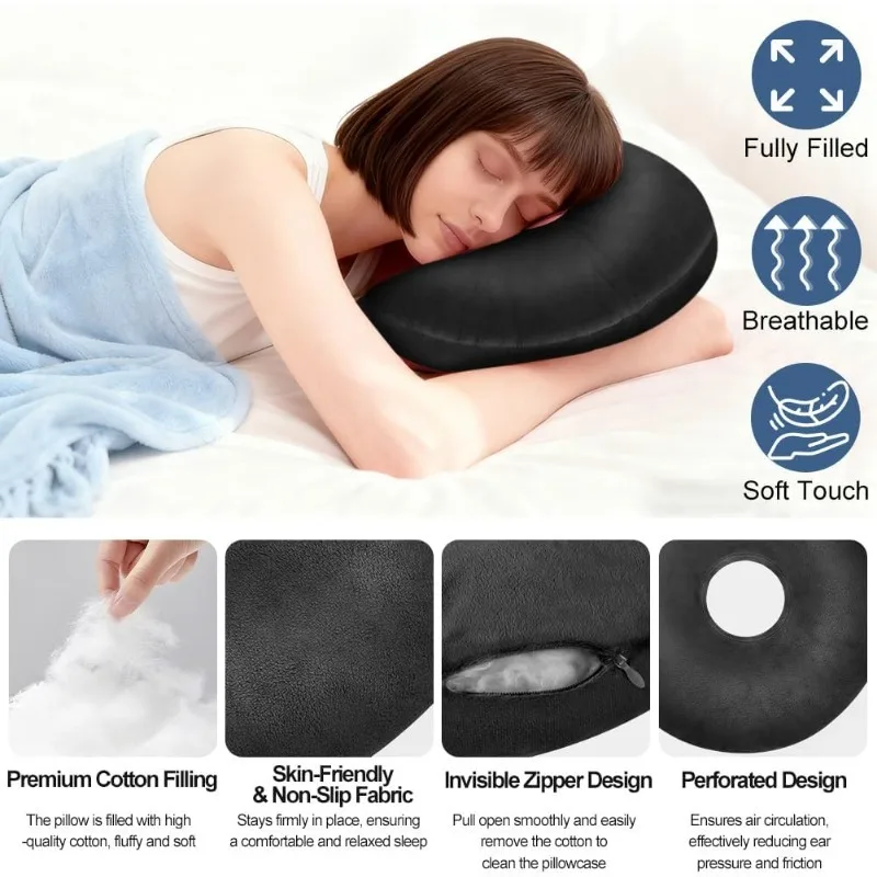 Ear Guard Pillow Ear Piercing Pillow for Side Sleepers Ear Pain Ear Inflammation with An Ear Hole Sleeping Pillow