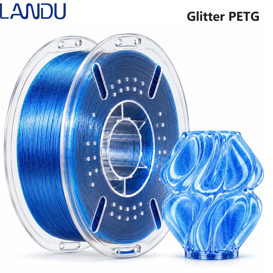 LANDU PETG Glitter 3D Printer Filament 1.75mm Translucent High Toughness For Most FDM 3D Printing Material