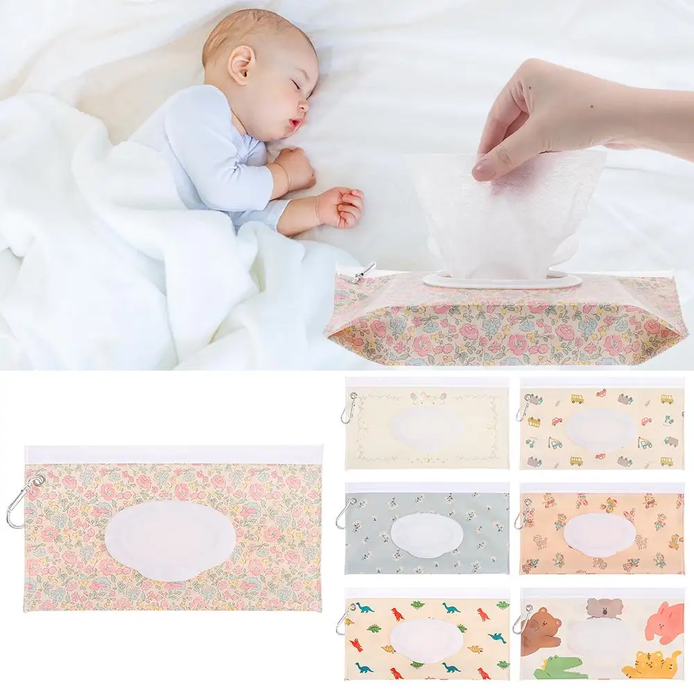 EVA Baby Wet Wipe Pouch Portable Buckle Wipes Holder Case Flip Cover Snap-Strap Reusable Wet Wipe Bag Outdoor Useful Tissue Box