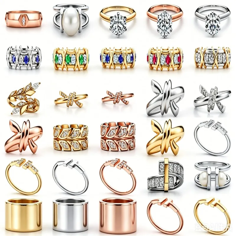 Fashionable luxury cross-shaped ring CNC precision-made trendy pair of rings - versatile French-style color-matched finger ring