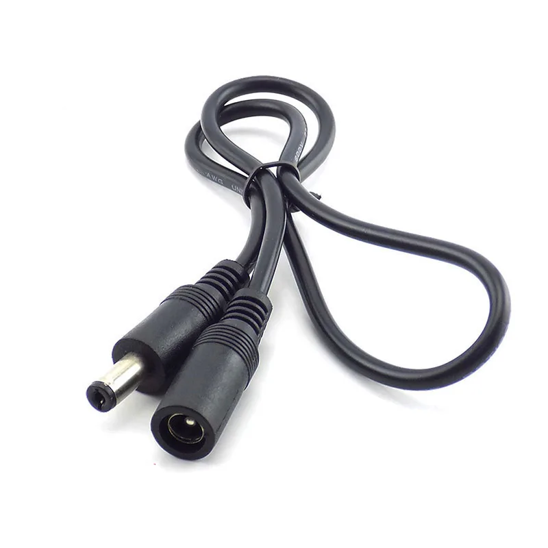 Kabel ekstensi catu daya DC 12V, adaptor wanita KE pria, 5.5mm x 2.1mm untuk Kamera CCTV, Strip lampu lED