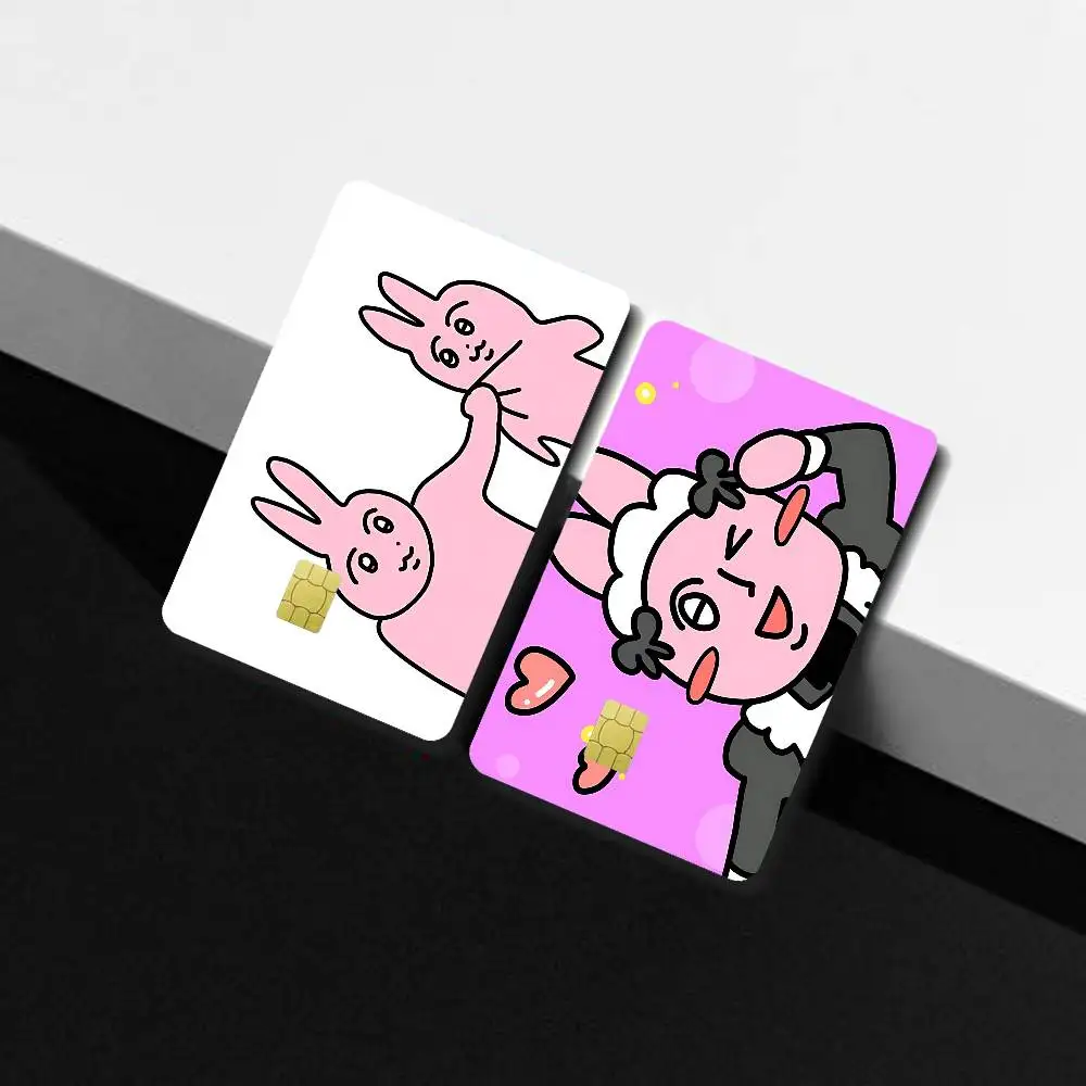 Funny Cute Pink Bunny Credit Card Skin Stickers Matte Anti Scratch Suitable For VISA Card Bus And Subway Contactless IC Cards