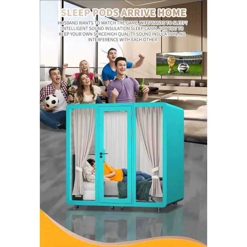 Modern Portable Sound Isolation Acoustic Booth with Ventilation Fan and Lighting Movable Office Phone Pod for Office Building