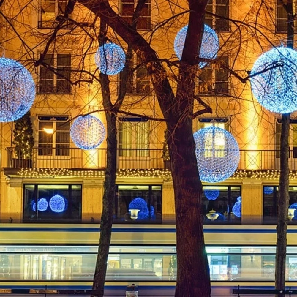 جديد 20/28 سنتيمتر اكليل كرة من السلال ضوء كرة من السلال 220 فولت حديقة ديكور مصباح معلق LED شجرة عيد الميلاد ضوء سلسلة في الهواء الطلق #4