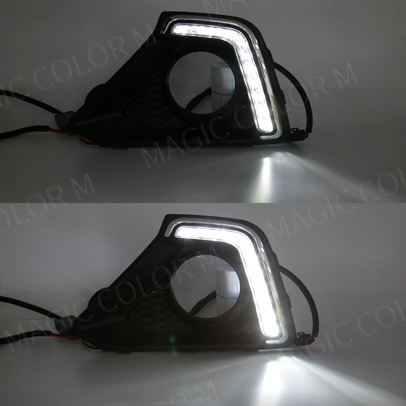 For Hyundai I10 GRAND 2014 2015 2016 DRL Daytime Running Lights Led Fog Lamp Bezel White Waterproof Accessories Bumper