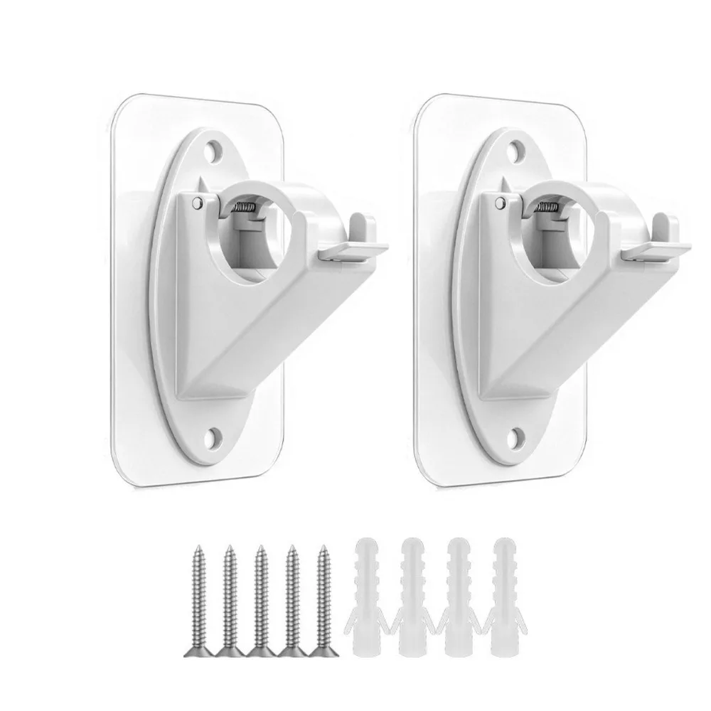 2pcs/set No Drill Curtain Rod Brackets Adhesive & Screw Dual Use Heavy Duty Adhesive Curtain Holders Curtain Support Hooks