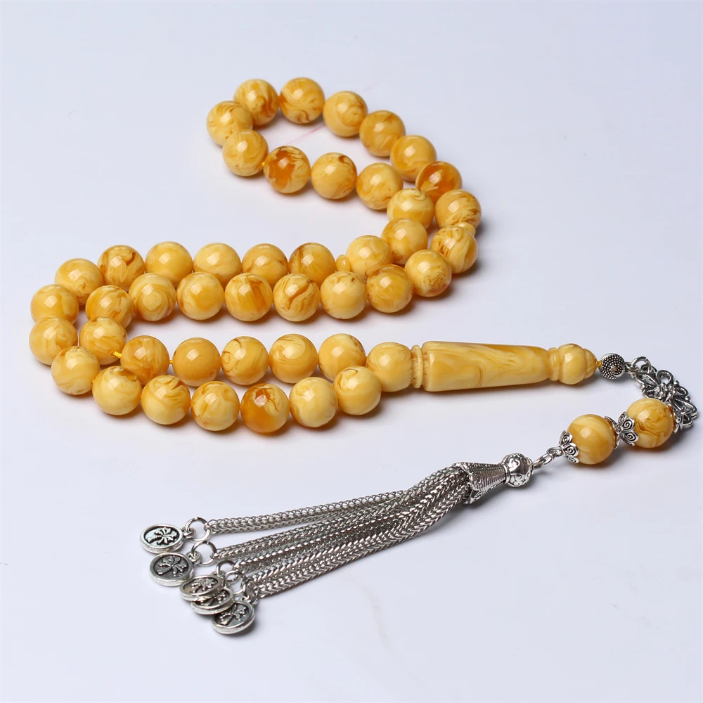 Tasbih muzułmański bursztynowy różaniec materiał żywiczny Islam różaniec handmade biżuteria Misbaha Sibaha Tasbeeh