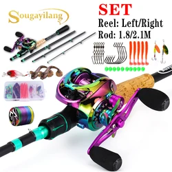 Sougayilang Fishing Rod and Reel Combo Carbon Fiber Fishing Rod and 10kg Max Drag Casting Fishing Reel Full Kit for Bass Fishing