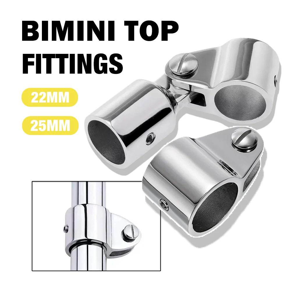 22/25MM Bimini Top Hardware for 90 Degree Marine, 316 Stainless Steel Boat Hand Rail Fittings for Boats/Bimini Top Eye End Cap