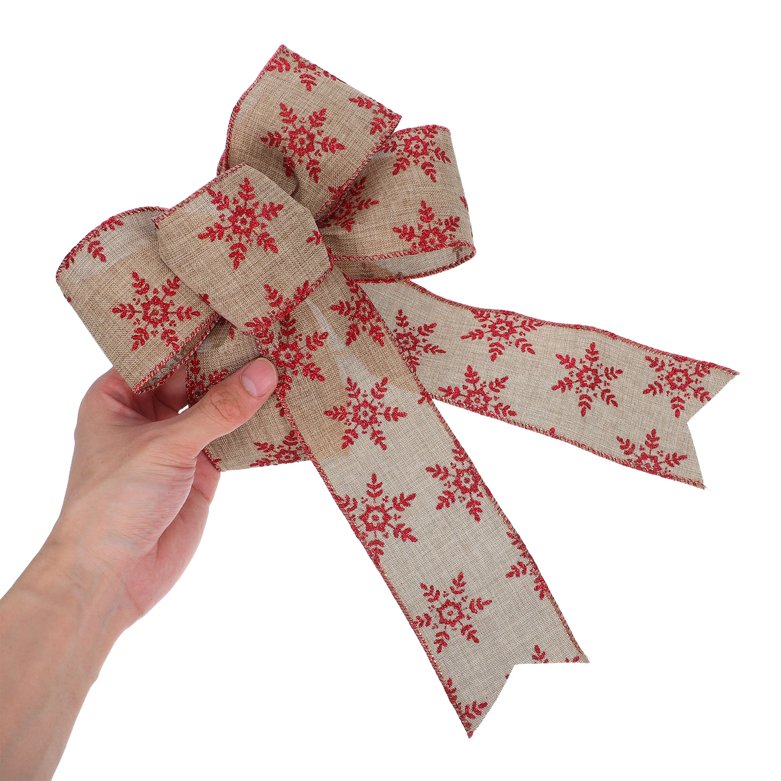 

5pcs Burlap Snowflake Bows Fishtail Design DIY Holiday Decor Crafts Bowknots for Festival Present Wrapping Rustic Ornament