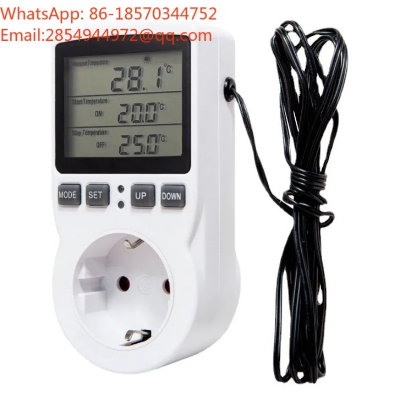 Large‑Screen EU Thermostat Socket Countdown Timer Temperature Control Switch Socket