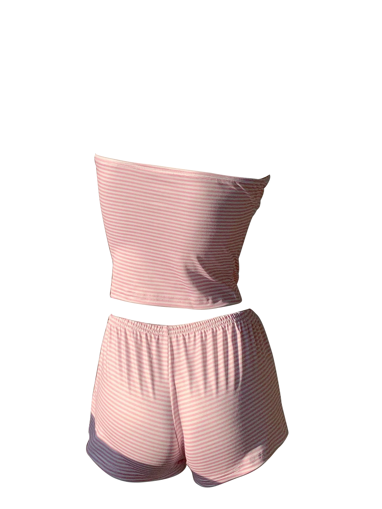 여름과 가을 신상 여성용 귀여운 캐주얼 스트라이프 도파민 여성용 파자마 바지 세트