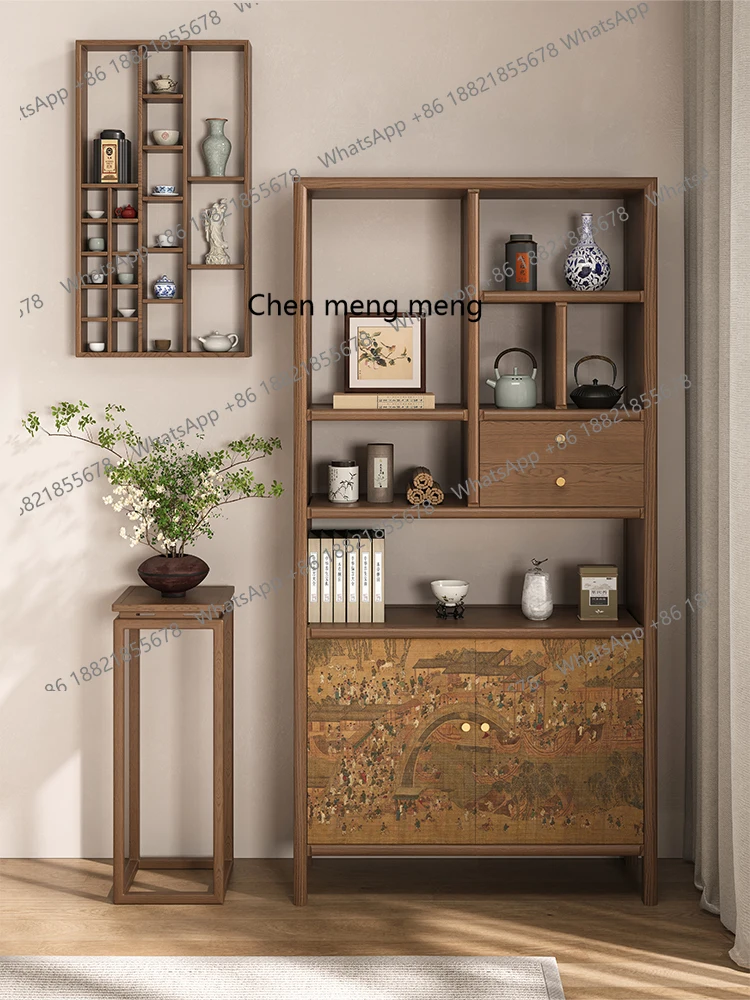 

Chinese tea cabinet, shelf, tea set shelf, tea room integrated against the wall, Bogu frame, solid wood