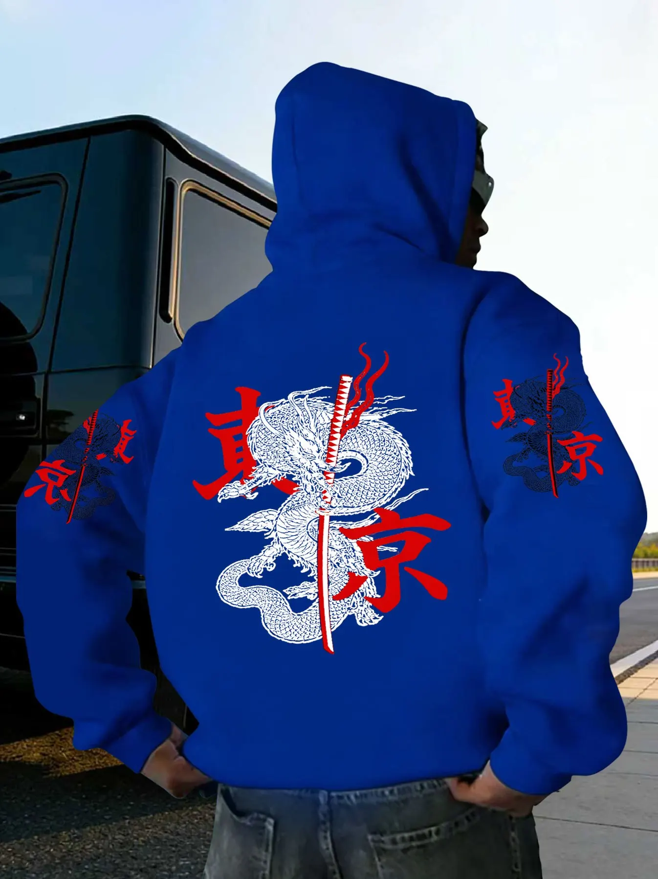 New autumn and winter personalized trend hoodie, printed Y2 punk style high-end hooded sweatshirt with extended sleeves and arms