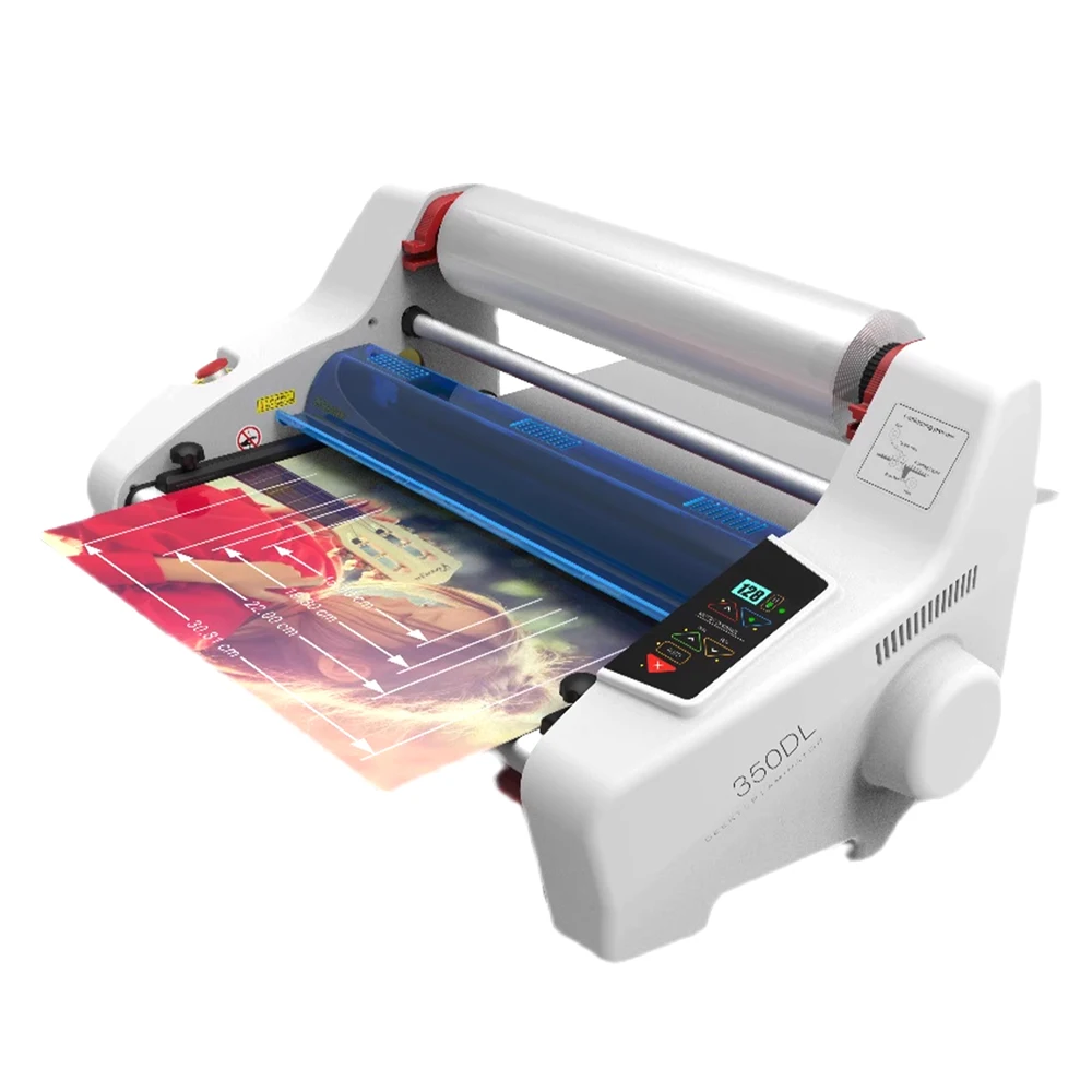 

350DL Auto Double Sided Laminator Hot And Cold Roll Film Machine For A4 A3 A6 Print Shops