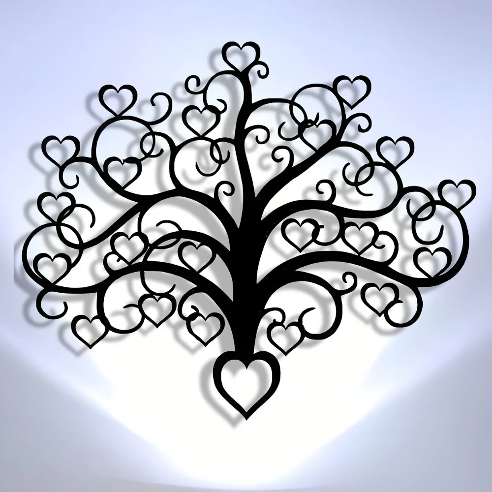 Heart Tree Abstract Iron Wall Art Plant Decor Home Office Living Room Bedroom Patio Kitchen Bar Rustproof Gift Ornament