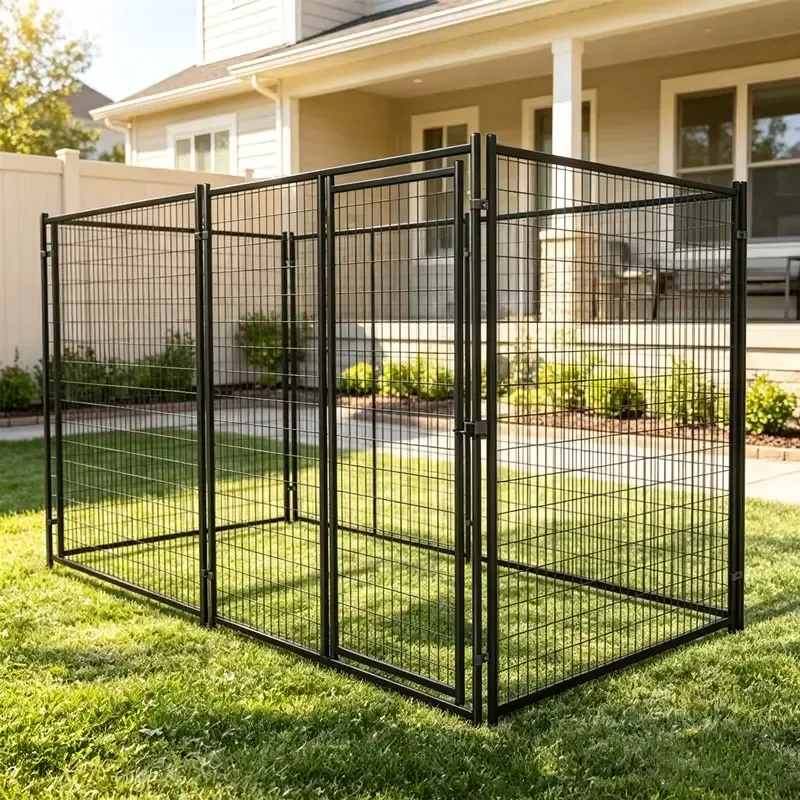 Heavy Large Outdoor Dog Kennel With Welded Metal Mesh Roof Modern Design Boxed Dog Run Pet Cage Enclosure for Large Pets