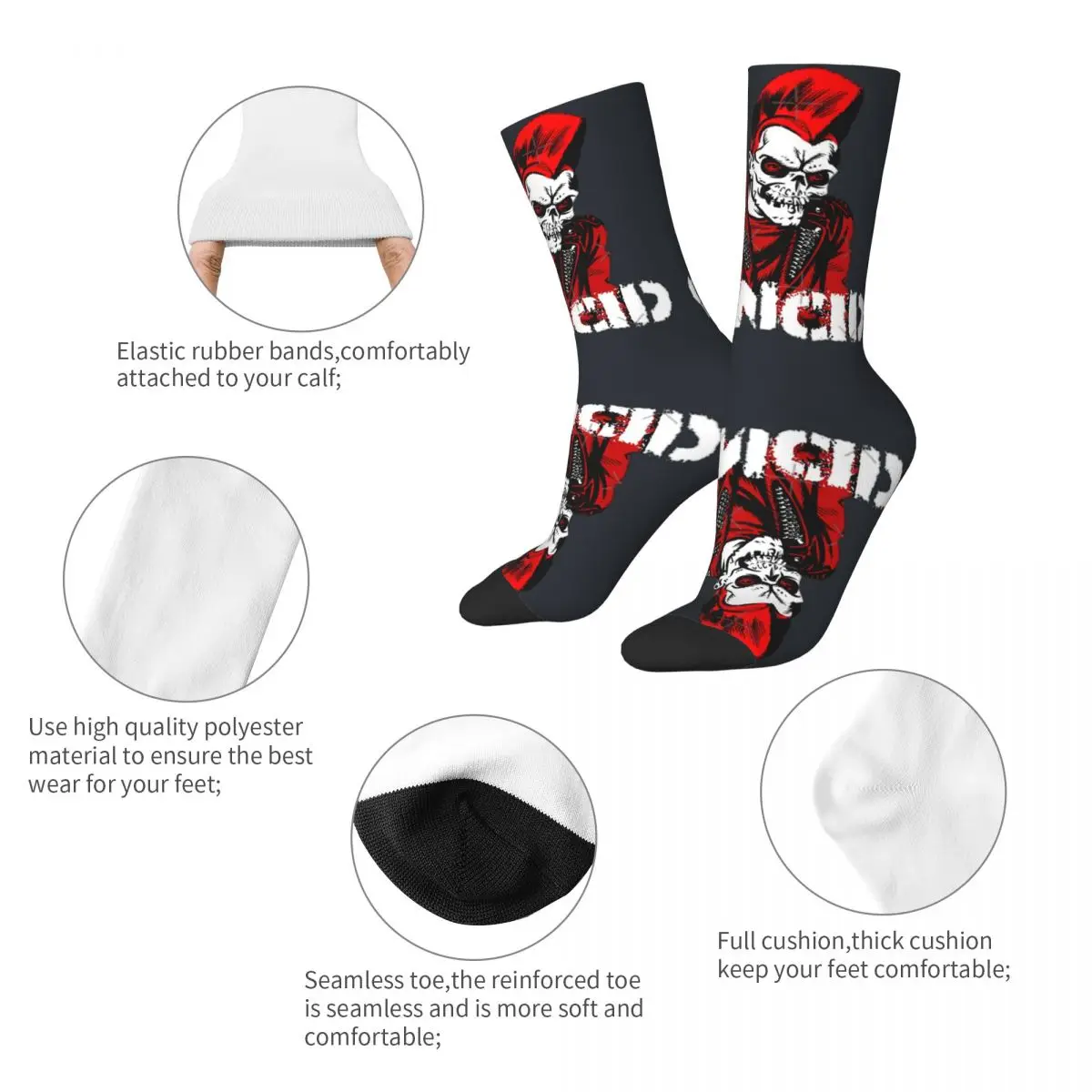 Chaussettes de Compression Vintage Rancid Essential pour Homme, Unisexe, Rock Band5, Style de Rue, Sans Couture, Imprimées, Nouveauté