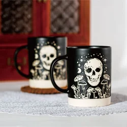 Halloween Ceramic Mugs, Relief Hand-painted Skull Coffee Mug, Light Luxury Creative Couple Water Cups, Breakfast Milk Tea Cup