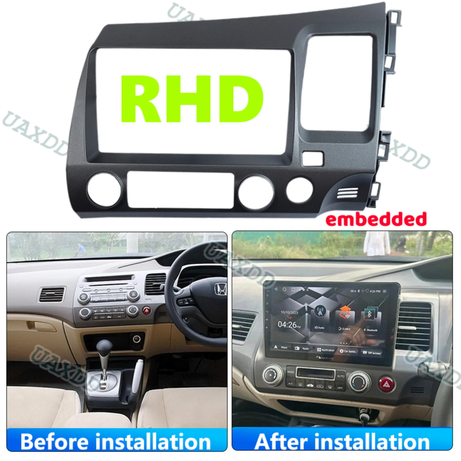 Automotive center console For 2008-2011 Honda Civic 9INCH 2 Din Car Radio Android frame fascia dashboard video Kit panel adapter