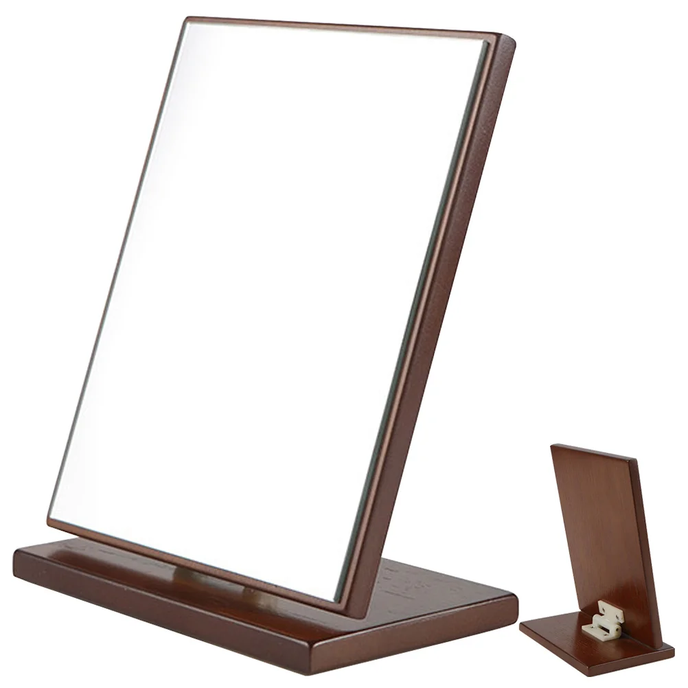 กระจกแต่งหน้าไม้พร้อมกระจก ดีไซน์กะทัดรัด น้ำหนักเบา กระจกโต๊ะเครื่องแป้งสำหรับห้องนอน โต๊ะทำงาน โต๊ะเครื่องแป้ง