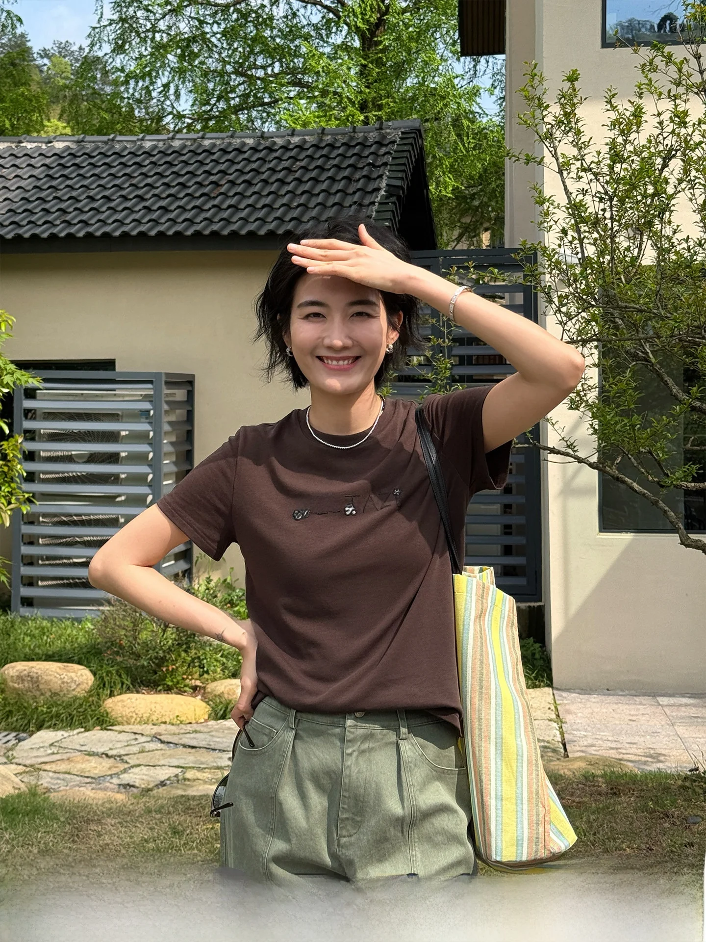 

Slim Fit Short Sleeve Embroidered T-Shirt Women's Spring Summer New Style American Style Casual Cotton Blend Top