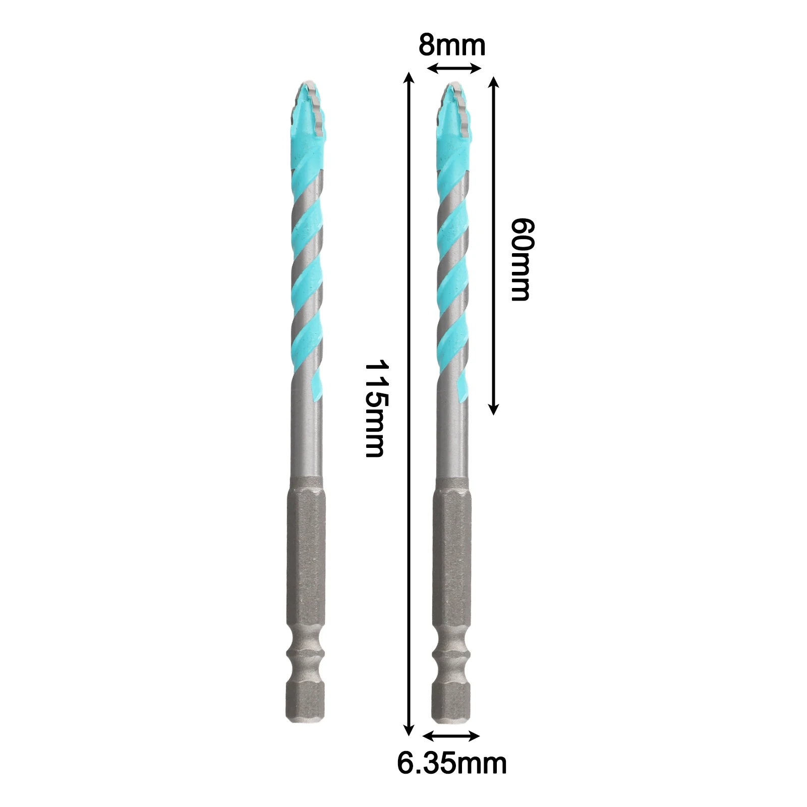 Eccentric Drill Bit Set of 2 Designed for Glass Tile Punching Features Triangular Shape for Smoother Holes and Less Vibration