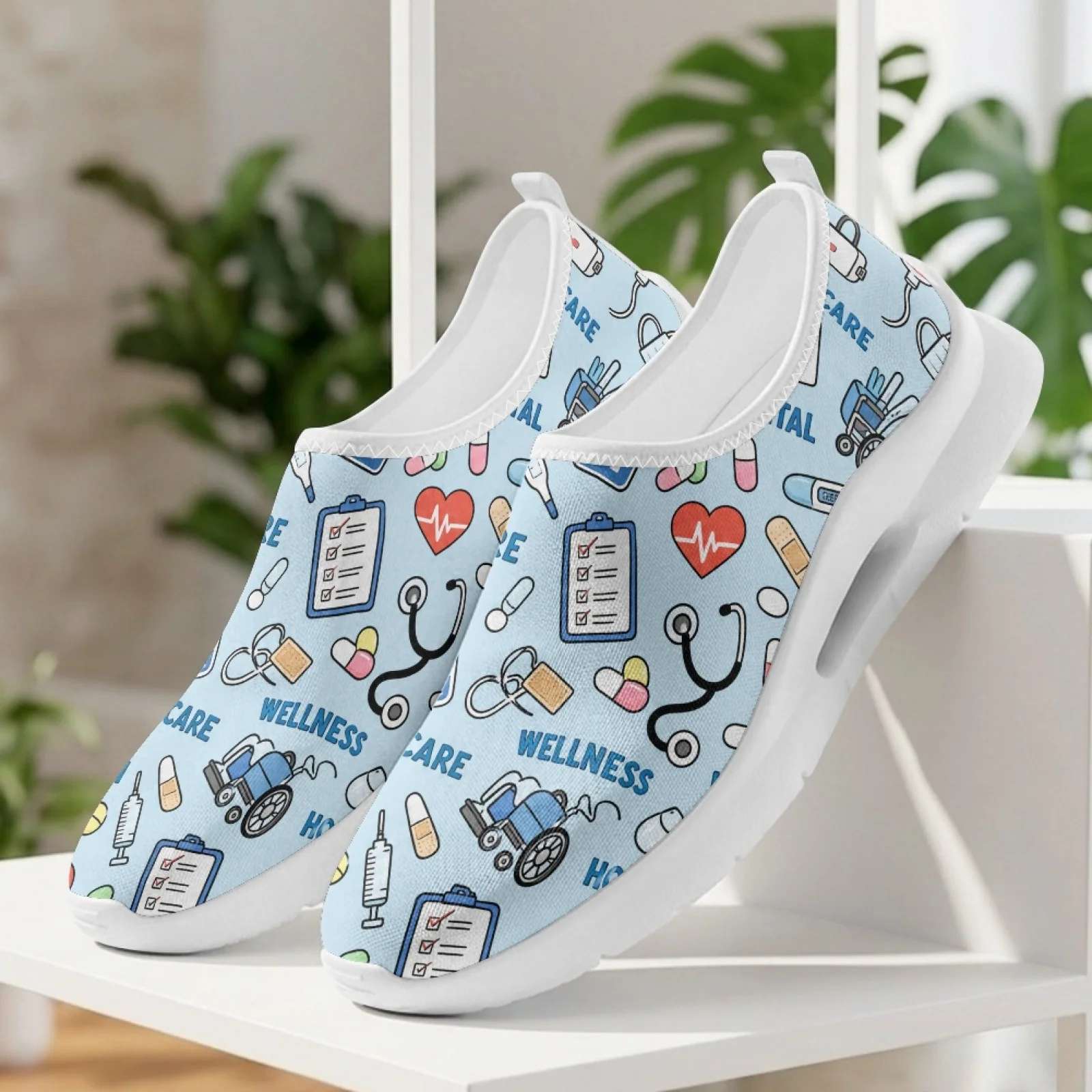 PENSTROLL Breathable Nurse Shoes Casual Comfort Walking Flats for Sports Women Medical Healthcare Pattern