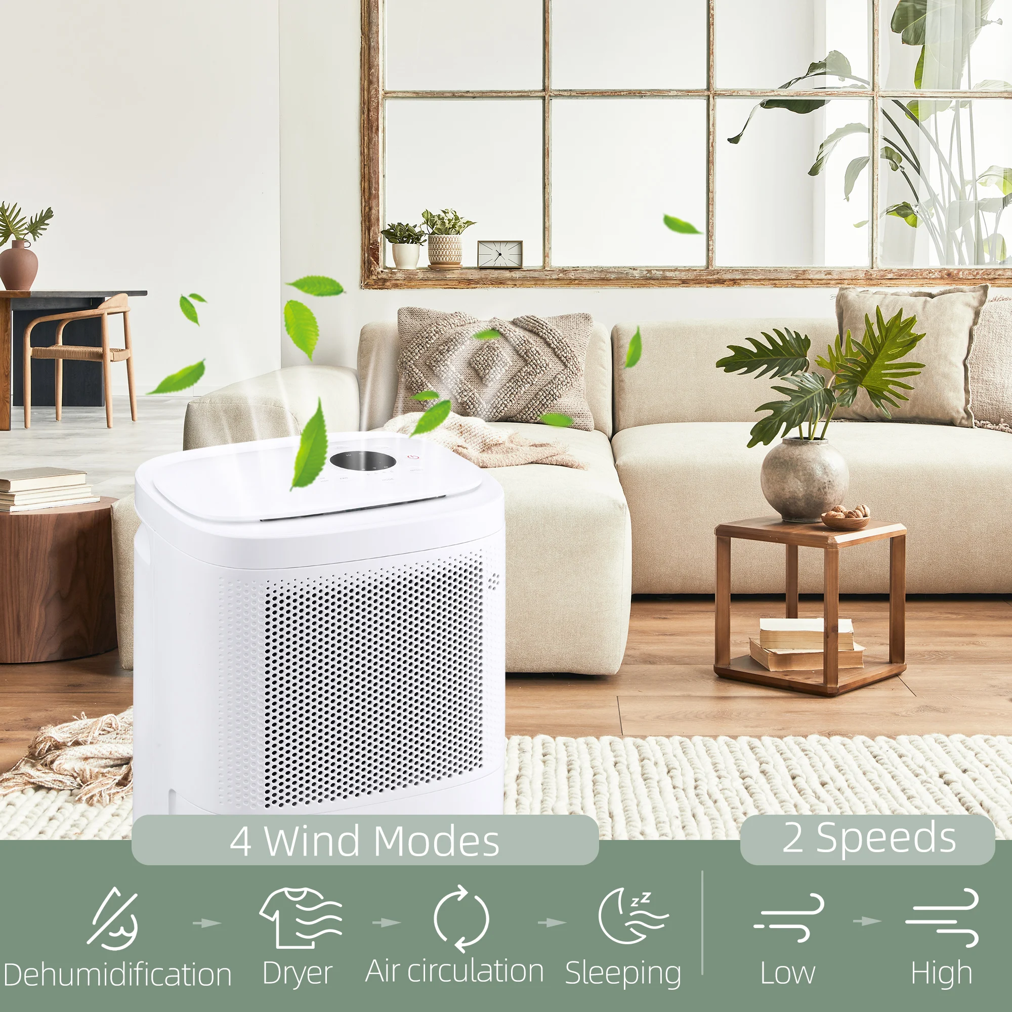 HOMCOM 10L/Day 2.2L WiFi Smart Dehumidifier, Portable Quiet Air Dehumidifier