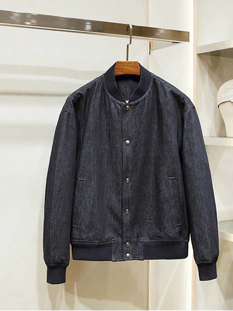 The new menswear trend fashion autumn high-grade sense baseball collar business casual denim jacket